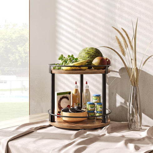 2 Countertop SR22BR YATINEY Lazy Susan Organizer, Rotating Spice Rack, Tier Spice Turntable Organizer, Industrial