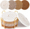 OIAHOMY 8 Pcs Coasters with Holder for Beer, Coffee, Woven Cotton Coaster