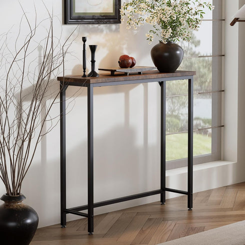 Tujurich 29.5" 9.4" 29.5" Narrow Entryway Console Table & Sofa Side Table - Industrial Hallway Table for Small Spaces