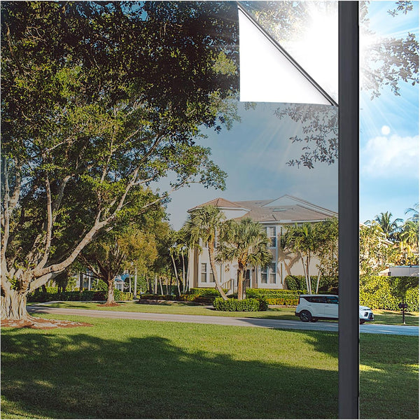 Viseeko Window Tint for Home, One Way Reflective Privacy Film, UV Sun Heat Blocking Static Cling, Silver, 17.5 x 78.7 in