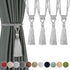 Fenghuangwu Curtain Tiebacks, Handmade Rope Curtain Tie Backs for Home Decor (Silver, 4p)