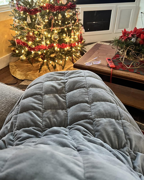 Kivik Small Weighted Blanket for Travel, 7 lbs Weighted Lap Pad for The Elderly, Heavy Lap Blanket Grey, 24"x29"