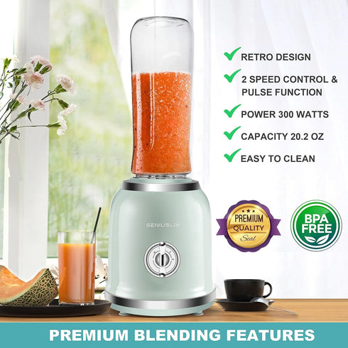 Personal Blender for Smoothies & Shakes, Portable Mini Blender with 2 Travel Bottles 20 oz, 6 Stainless Steel Blades
