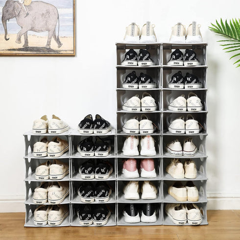 6-Tier Shoe Rack, Stackable Storage Organizer for Bedroom Entry, Adjustable Rack, Shoe Slots Shelf, Easy Tower Rack