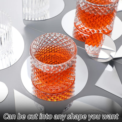BBTO 9 Pieces Adhesive Craft Mirrors, 6 x 9 Inches, 6 x 6 Inches, Flexible Self Adhesive Non-Glass Plastic Wall Stickers