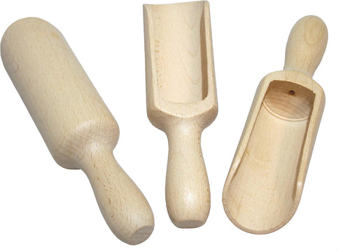 efo Large Wooden Scoop Set of 3 - Rustic Bathsalt Scoop, Multipurpose Wooden Spoon