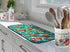 Coffee Bar Mat Accessories for Countertop, Pioneer Flower Rubber Backed Dish Drying Mats, 20x12in, Fit Under Coffee