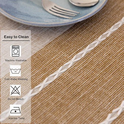 24 Inch Small Waterproof Cotton Linen Washable Tablecloth Farmhouse Wrinkle Free Round Burlap Table Cloths Coffee Heavy