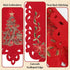 Jovialix 72 Inches Poinsettia,Holiday Red Christmas Table Runner Long with Embroidered Tree and Cutwork Linen