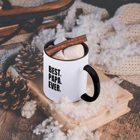 3dRose Ceramic Best Papa Ever Mug - 1 Count (Pack of 1), Black