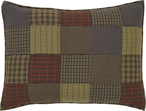 VHC Brands Cedar Green Rustic Bedding Ridge Cotton Patchwork Sham