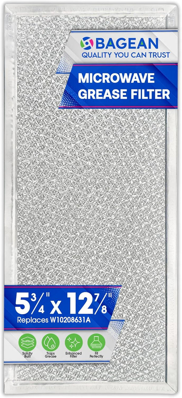 Microwave Filter Replacement, 5.78" x 12.91", Fits W10208631A Whirlpool, Aluminum Mesh Screen Grease Filter