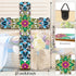 Floral Cross Wall Decor - Hand Painted Inspirational Wooden Cross, Mexican Art for Home Room Church Decoration
