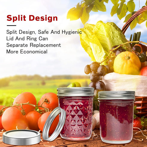 SLifeJars Canning Lids and Rings Regular Mouth, 240 Pcs 70MM Mason Jar Lids and Rings Set for Leak Proof Canning