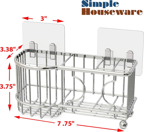 Simple Houseware Stainless Steel 6 Slots Toothbrush Holder, Adhesive Wall Organizer in Chrome