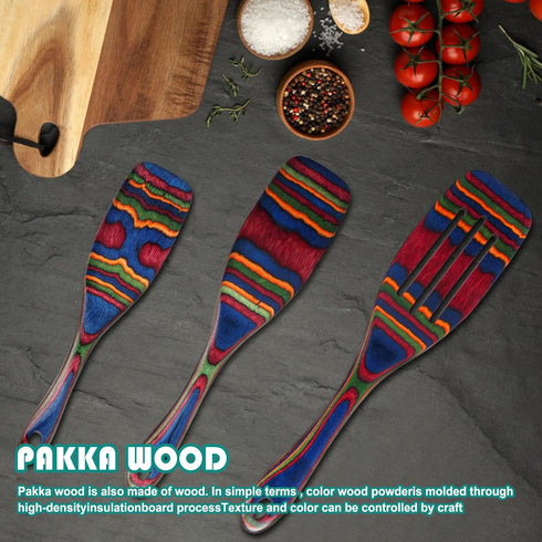 Spurtle Set, Wooden Kitchen Utensils for Cooking, Pakkawood Serving Spatula Spoon, Home & Kitchen Gift