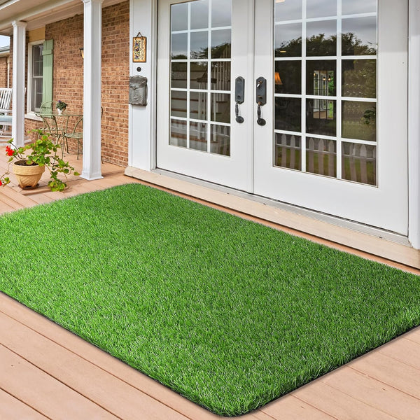 OLanto Artificial Grass Mat, Turf Grass Front Door Mats Outdoor/Indoor, Realistic Fake Grass