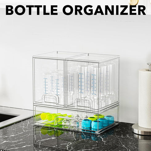 Countertop, 3 Pack, 2M1L, 10.9" SpaceAid Bottle Storage Organizer Baby - Acrylic Bottles Station Organizer Container