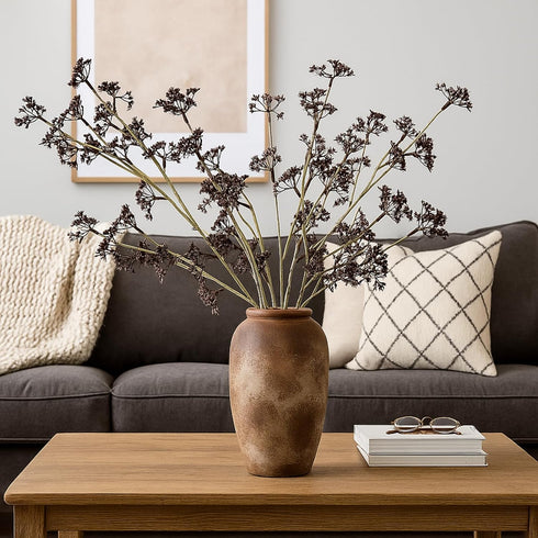 Suncalla 6 Pcs Dusty Plum Berry Stems Spring Faux Eucalyptus Seed Artificial Branches Faux Sedum Berry Spray Picks