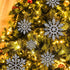 36 Pack Silver Snowflake Ornaments, Plastic Glitter Snow Flakes for Winter Christmas Tree Decorations, Size Varies