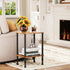 2-Tier Side Table, Wood End Table, Vintage Bedside Nightstand with Open Storage Shelf for Living Room, Bedroom, Office