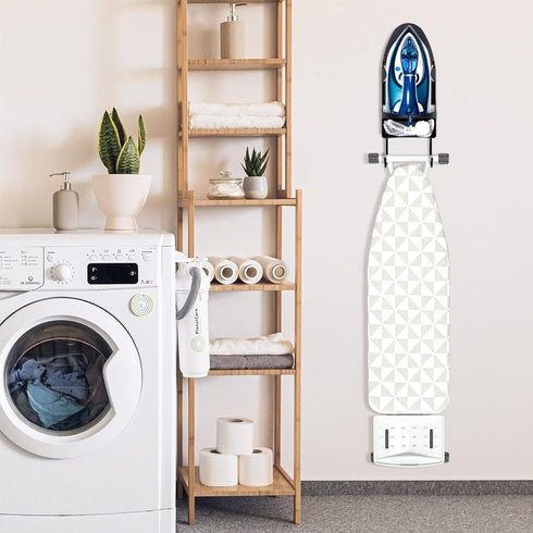 Ironing Board Hanger Wall Mount, Heat Resistant Iron Holder with Rack for Max 5 Inch Width, Black
