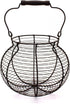 CVHOMEDECO Antique Wire Egg Basket, Vintage Gathering Basket with Wood Handle, Rusty
