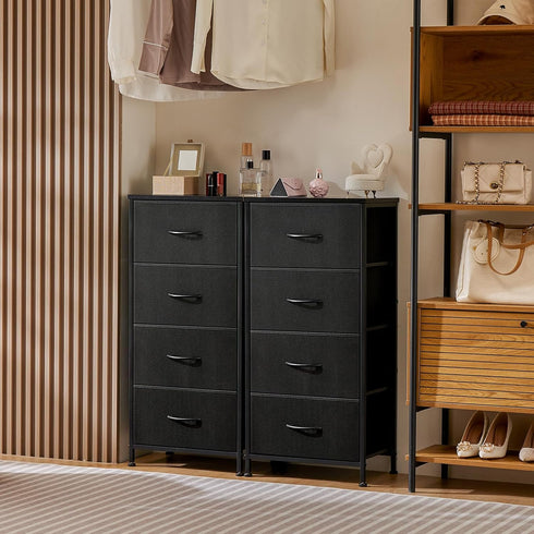 Sweetcrispy Dresser for Bedroom with 4 Drawers, Skinny Fabric Storage Tower, Chest of Drawers for Closet, Living Room