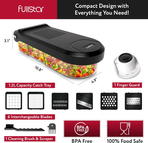 Fullstar Vegetable Chopper, Cheese Slicer, Food Chopper with Container, Mandoline Slicer & Cheese Grater (6 in 1)