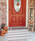 Grey and White Striped Doormat 24'' x 35'', Machine Washable Indoor Outdoor Rug for Front Porch