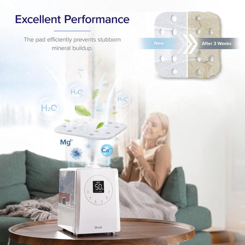 LEVOIT Humidifier Replacement Filters 10-Pack, 18x24 White Mineral Absorption Pad for LV600S, LV600HH, OasisMist450S