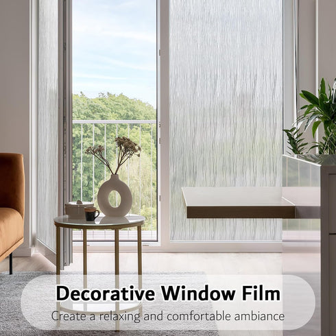 VELIMAX Frosted Window Privacy Film Non-Adhesive Cling for Home - Clear Water Opaque Window Covering (17.7x78.7 inches)