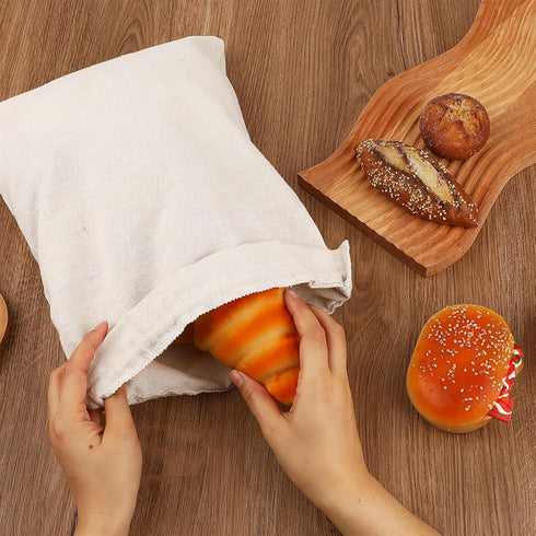 Mozeat Lens 2Pcs 12 16 Linen Large Drawstring Storage Bags, Reusable x in Cotton Bread Bags Keeps Bread Fresh