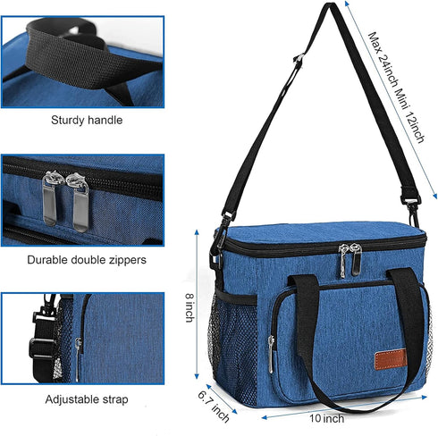 Femuar Insulated Lunch Bags for Women/Men, Leakproof Lunch Cooler Bag for Work Office Picnic - Blue
