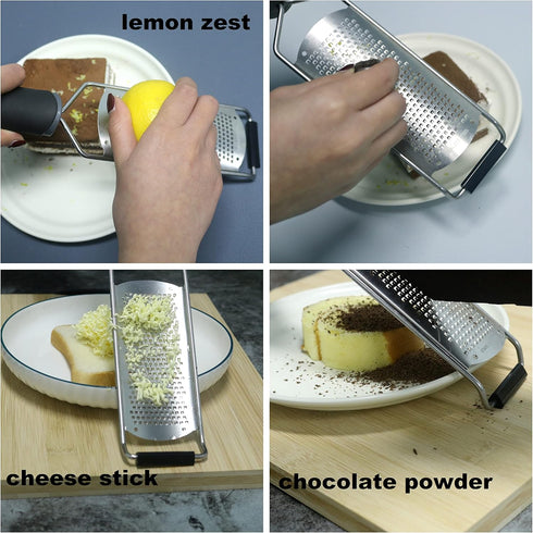 Cheese Zester Grater Handheld - Lemon Citrus Zester Tool for Kitchen, Stainless Steel Grater for Cake Decorating