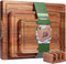 LAZIOPATER Acacia Wood Cutting Board Set of 3, Solid Wood Cutting Board with