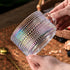 Gezzeny 14 Oz Set 2 Vintage Glass Coffee Mugs of Iridescent Embossed, Tea Cups,Glass Coffee Cups for Cappuccino