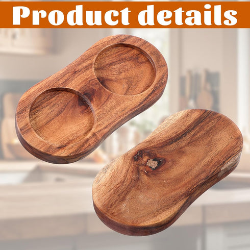 Molain 2.28 Inch Salt and Pepper Mill Tray, Acacia Wood Tray, Pepper Mill Holder & Rest, Inner Dia Fit Many Mills