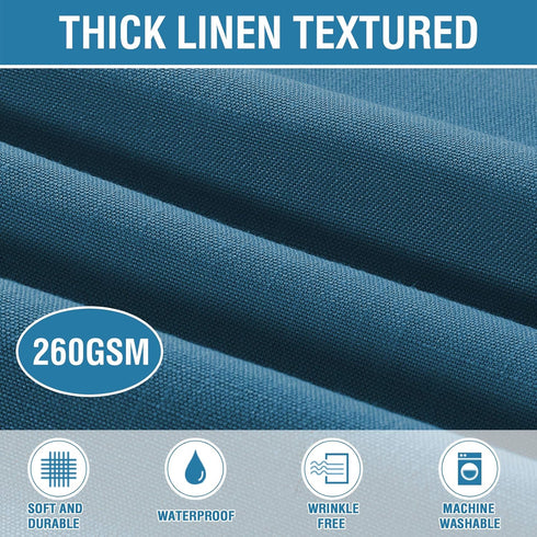 H.VERSAILTEX Linen Textured Table Cloths, 60 x 104 Inch Premium Solid Tablecloth, Waterproof, Ink Blue