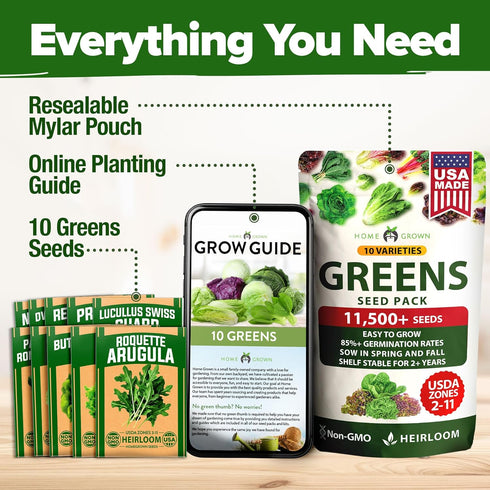 11,500+ 10 HOME GROWN Heirloom Lettuce Seeds - Varieties Including Romaine, Buttercrunch, Iceberg, Kale & Spinach