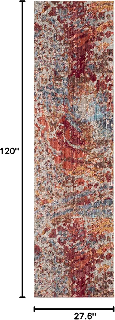 SAFAVIEH Valencia Collection Runner Rug - 2'3" x 10', Multi, Boho Chic Distressed Design, Non-Shedding & Easy Care