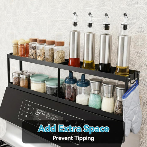 2 30 Inch 2 4 OTraki Tier Strong Magnetic Oven Shelf Length Spice Rack Over The Stove Shelf with Anti-Slip Mats