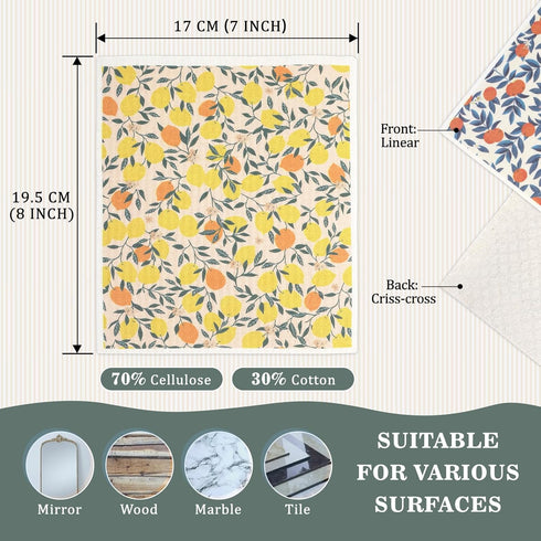 Set: 6 Packs YoulerTex Swedish Dishcloths Dish Towels Cellulose Sponge Cloths Reusable Cleaning Cloths for Kitchen
