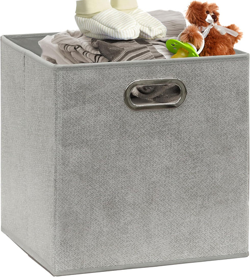 Simple Houseware 6 Pack Printing Fabric Cube Storage Bin with Handle - Gray