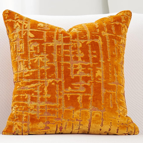 Alerfa Square Geometrical Plaid Striped Cut Velvet Throw Pillow Cover, 20x20 Inch Luxury Decorative Accent Pillow for