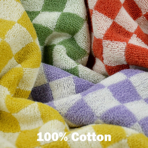 4 Pack 4 13 13 Inches Jacquotha Wash Cloths Checkered Colors - Cotton Washcloths for Face Body, x Daily Cleansing