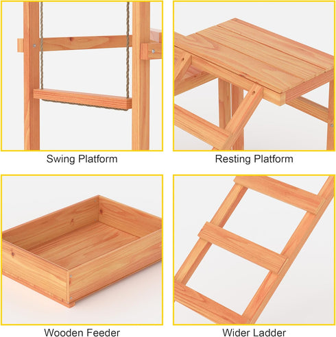 3-4 (34.5" 27.5" 31.5" Chicken Activity Play Perches for Poultry Run, Swing Stand, Wood Chicken Toy for Birds, Wooden