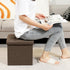B FSOBEIIALEO Storage Ottoman Cube, Folding Toy Chest Footrest for Living Room Seat (12.6"X12.6"X12.6", Linen Brown)