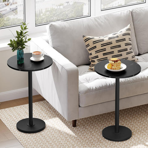 ET30BM YATINEY Round Side Table, Small Drink Table for Small Spaces, Pedestal Style Martini Table, End Table in Living