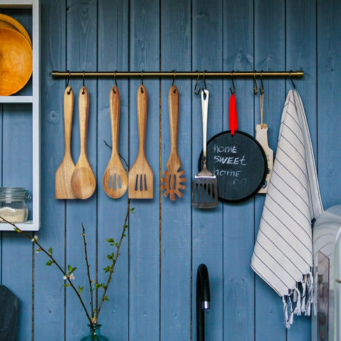 Acacia Wooden Spoons for Cooking: 5-Piece Kitchen Utensils Set - Essential Wooden Utensil Set